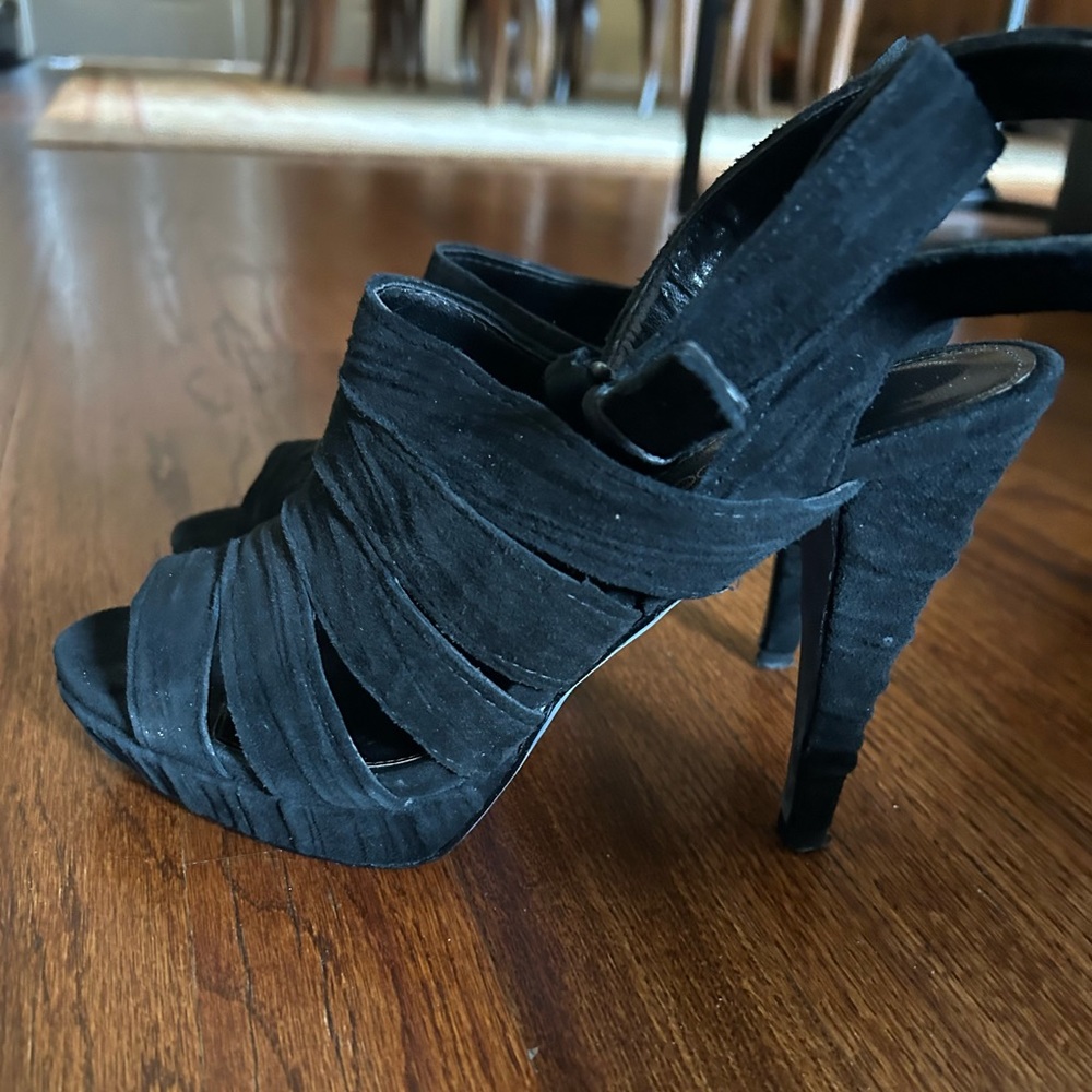 Jessica Bennett Black Suede Platform Dress Sandal 6.5